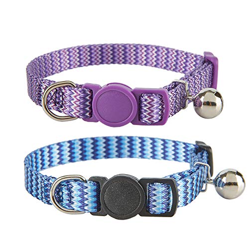 Cat Collar with Bell Stripe Pattern djustable Safety Breakaway