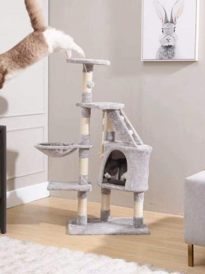 Cat Tree with Multi-Functional Installation Hammock and Ladder