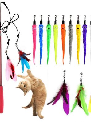 SUIYI Cat Wand Replacement Refills Retractable Cat Feather Toy Bells
