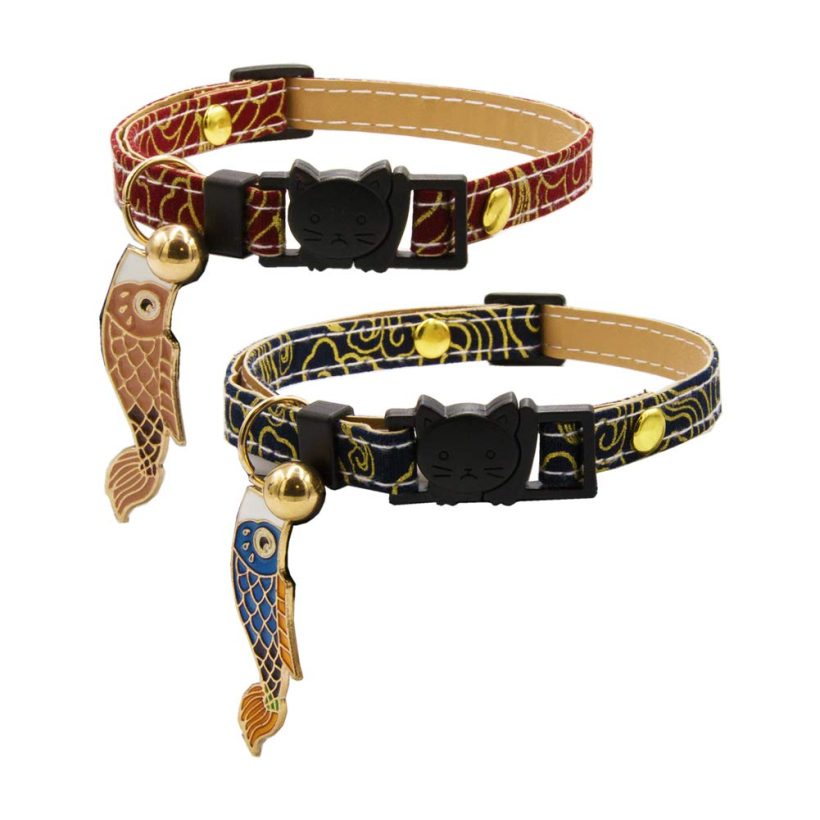 Cats Pets Breakaway Cat Collar with Bell & Koinobori Charms