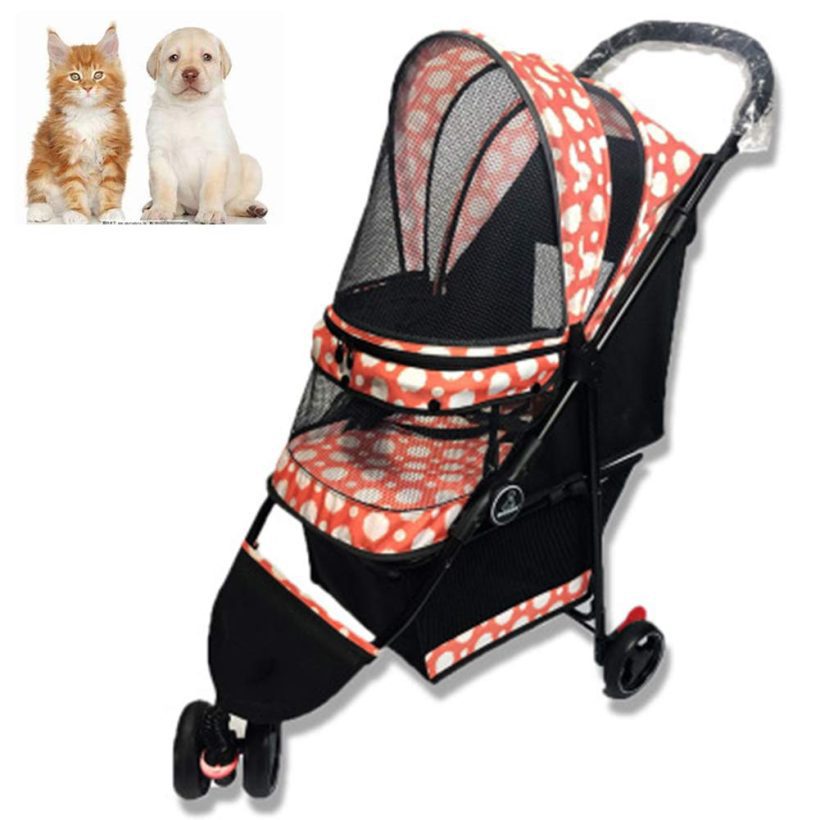 HZWZ Pet Strollers Portable Pet Gear 4 Wheel