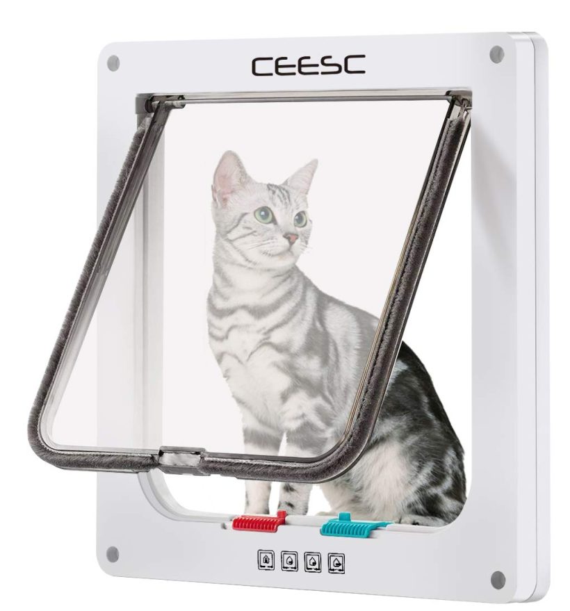 CEESC Large Cat Door, 4 Way Locking Cat Door