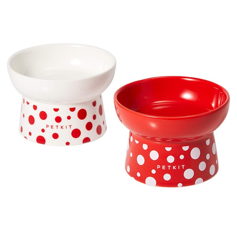 Ceramic Raised Cat Food Bowls Set