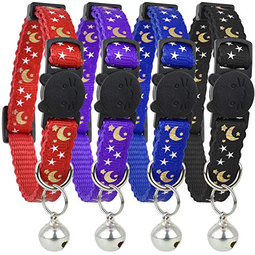 Cat Collar Stars and Moon Reflective with Bell