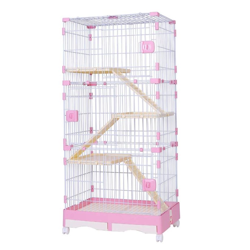 Cat Cage Pet Enclosure Compartment Double