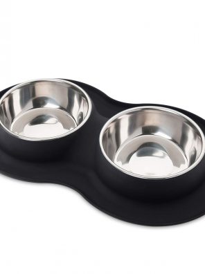 Cats Bowl Pet Feeding Station with Non Skid Non Spill Silicone Mat