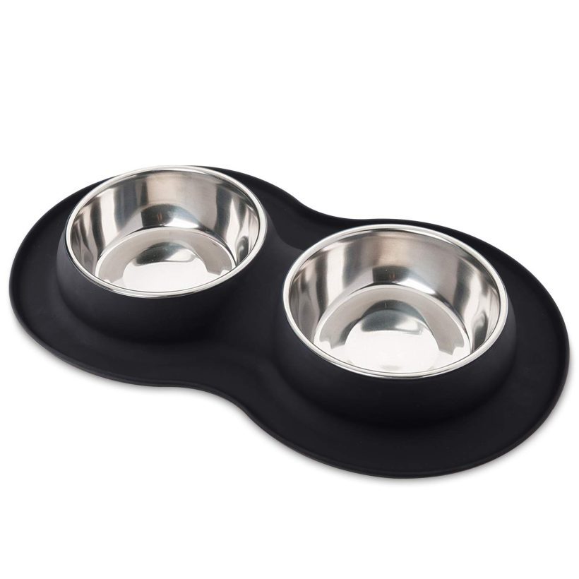 Cats Bowl Pet Feeding Station with Non Skid Non Spill Silicone Mat