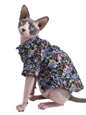 Cat Breathable Summer Button Kitten T-Shirts with Sleeves