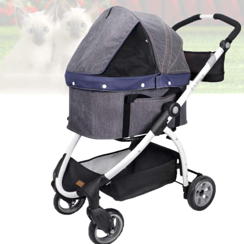 Cats 3-in-1 Travel Crate Denim Pet Stroller