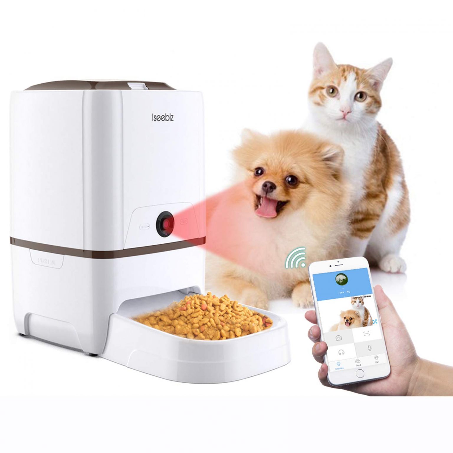 Iseebiz Automatic Pet Feeder with Camera - CatPremier.com