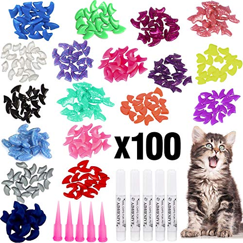 VICTHY 100pcs Cat Nail Caps