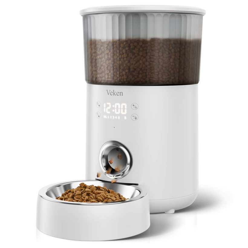 Veken Automatic Cat Feeder, 135oz/4L Dog Feeder