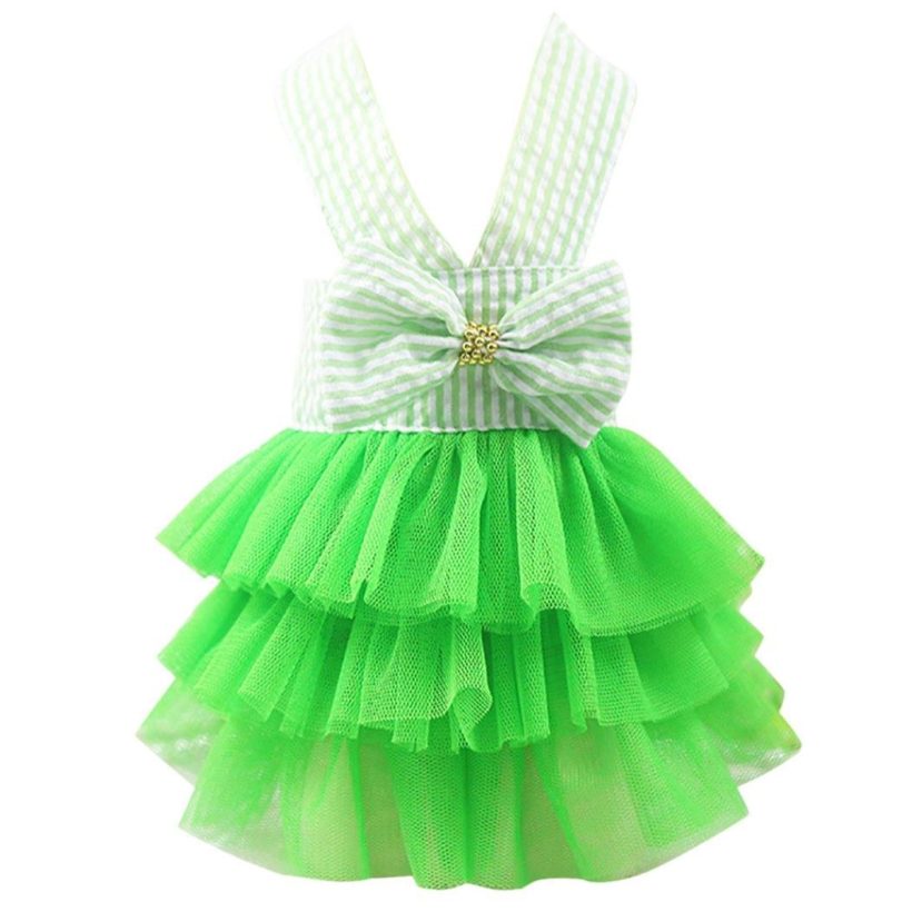 Small Dog Girl Dress Pet Puppy Cat Lace Tutu Stripe