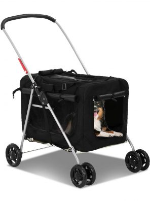 Cat Pet Stroller Folding Carrier with Storage Bag