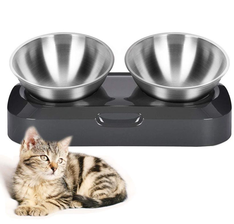 Cat Food Bowl-Raised With Stand-Shallow And Wide Food Or Water