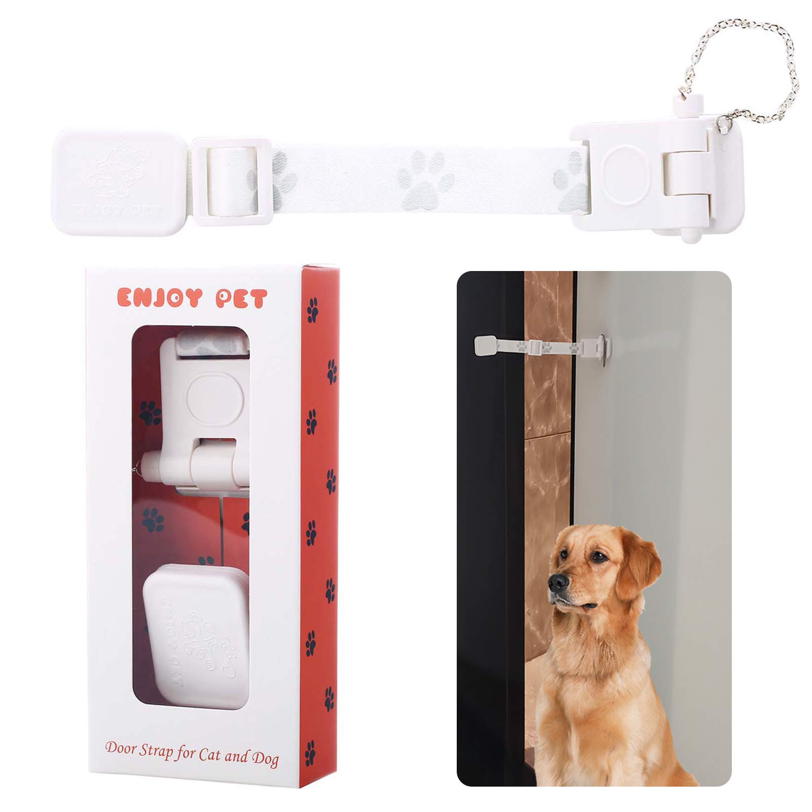 Keeps Dogs Out of Cat Feeder Adjustable Door Strap and Latch