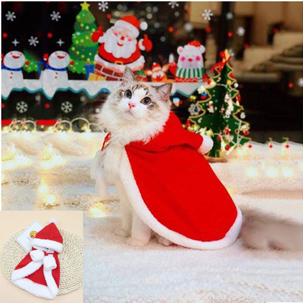 Christmas Cat Dog Costume Pet Cape