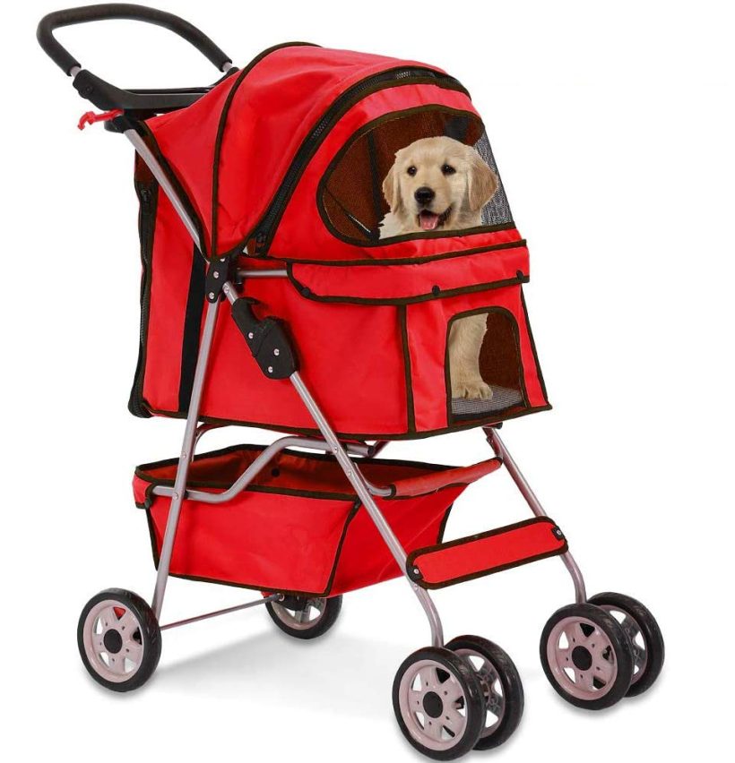 4 Wheels Pet Stroller Jogger Folding Travel Carrier