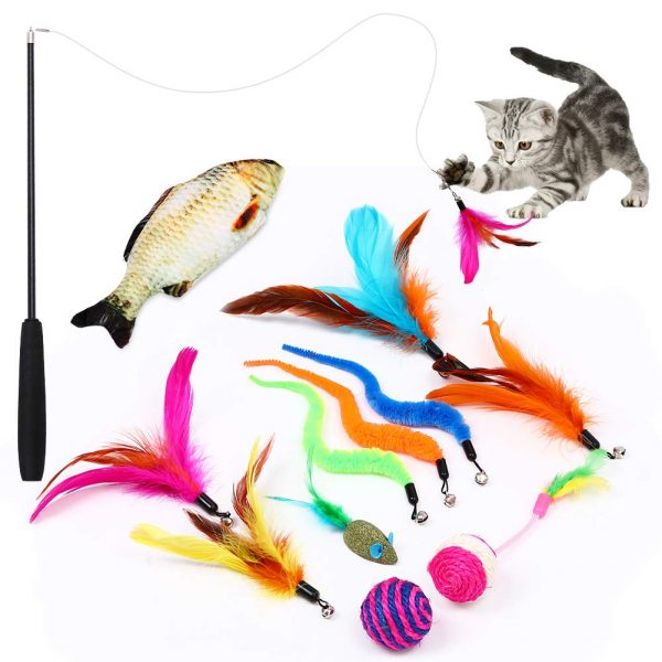 Wand Toys for Indoor Cats Balls Mice &  Animal Toys for Kitty