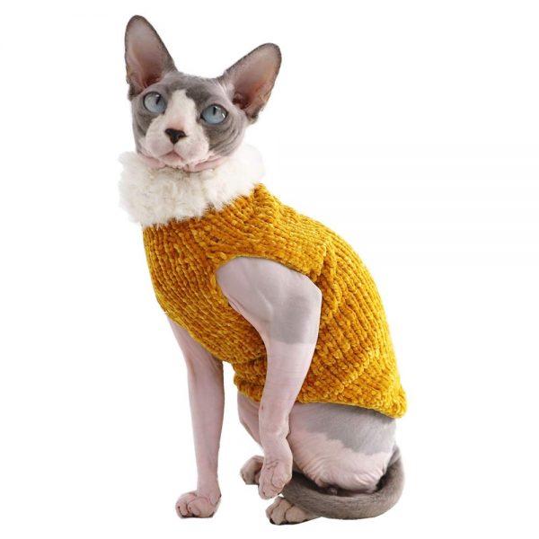 Sphynx Cat Clothes Winter Warm Faux Fur Sweater Outfit