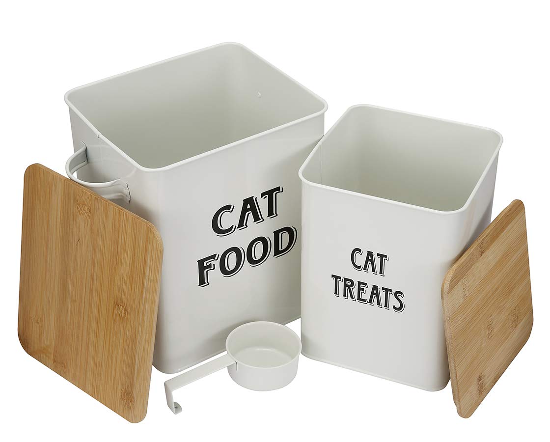 Treats Containers Set with Scoop for Cats Beige Powder-Coated