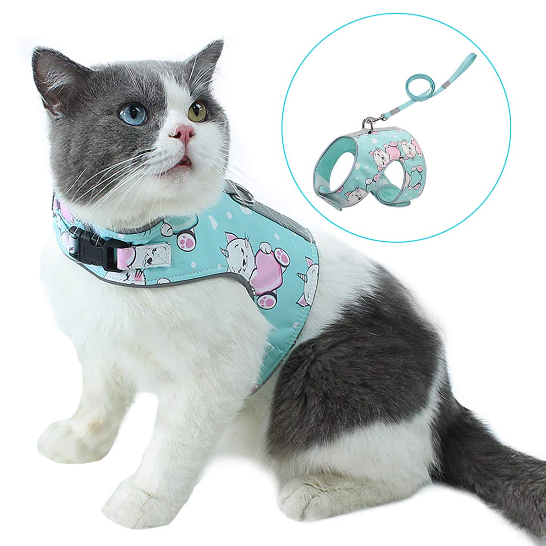 Cat Harness and Leash for Walking Escape Proof Reflective Adjustable