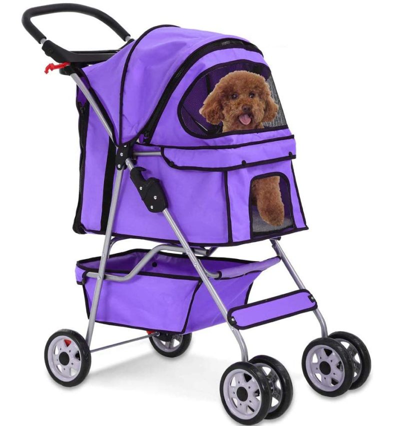 Cat Stroller Travel Carrier Strolling Cart Durable