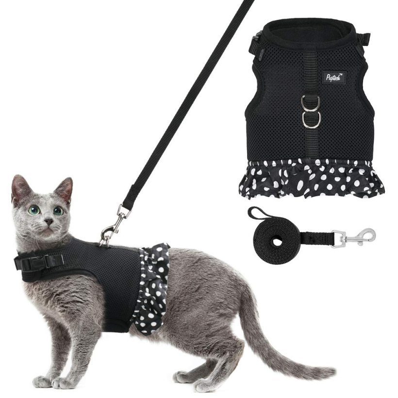 Cat Harness Dress and Leash Escape Proof Adjustable