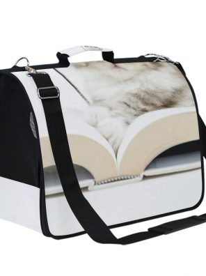 IMONKA Cute Cat Kitten with Glass Book Pet Carriers