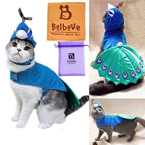 Bro'Bear Pet Peacock Costume with Hat for Small Dog