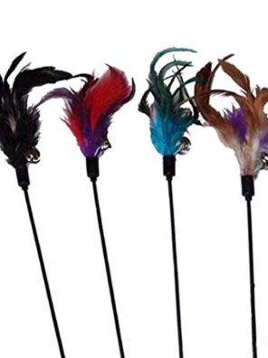 Artificial Feather Teaser Wand Toy with Bell Pet