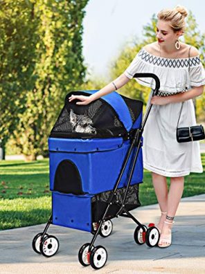 Cats Stroller One-Click Folding Pet Stroller