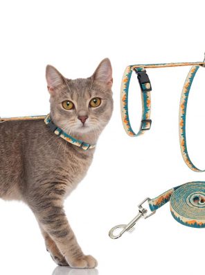 Cat Harness and Leash Set with Natural Scenery Pattern