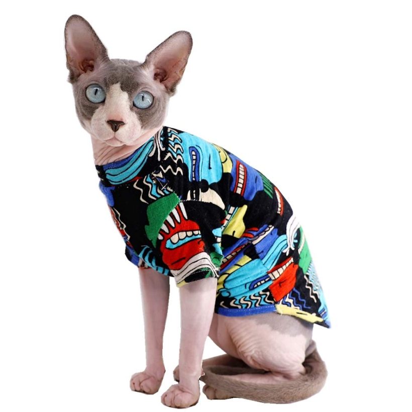 Sphynx Hairless Cat Fashion, Cool Breathable Summer Cotton Shirts