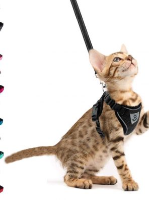 Reflective Pet Vest Harnesses for Cats Easy Control and Soft Breathable Mesh for Walking