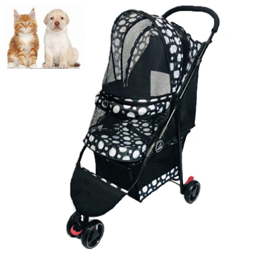 HZWZ Pet Strollers Portable Pet Gear 4 Wheel