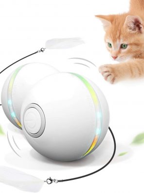 Automatic Rolling Kitty Toys Cats USB Charging Timing Motion Ball with Feather