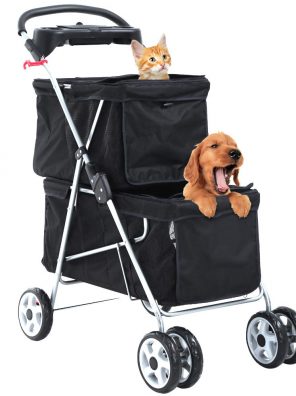 Cats Stroller Pet Wheels Folding Travel Carrier Cage