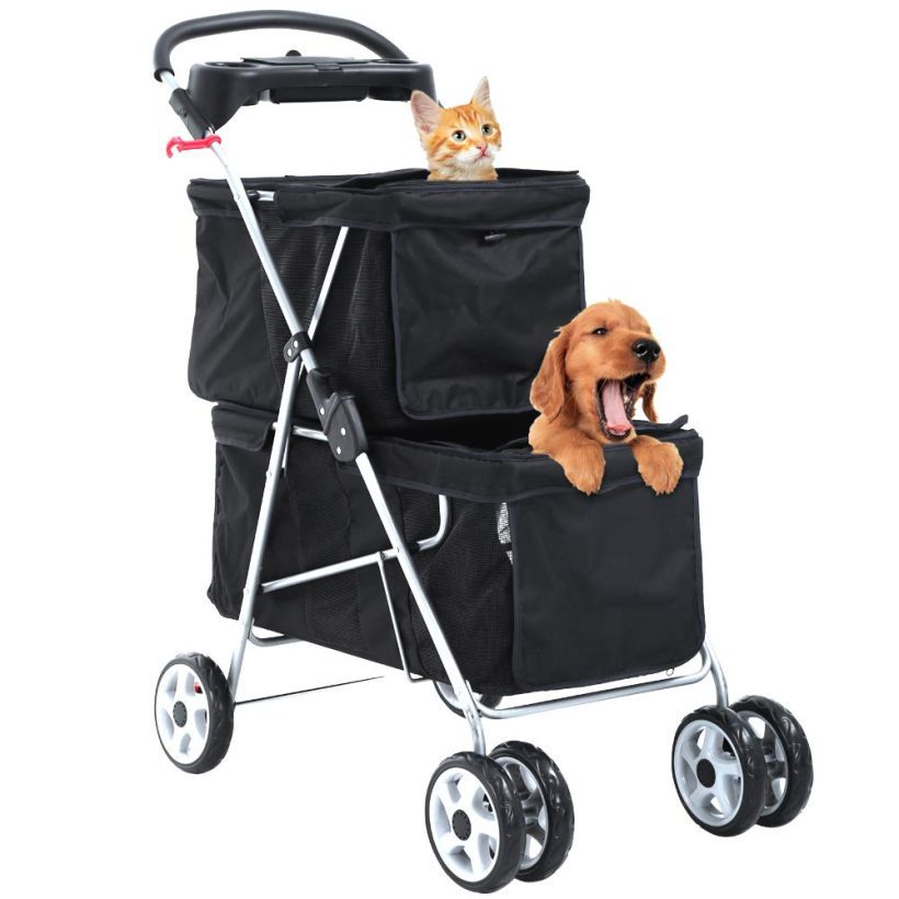 Cats Stroller Pet Wheels Folding Travel Carrier Cage