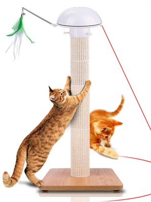 Scratching Post Auto Rotating Light Feather and LED Laser Light