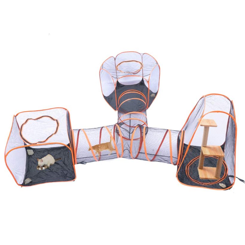 DAPU 4 in 1 Compound Pet Playpens - 3 Tents, 1 Triangle Tunnel