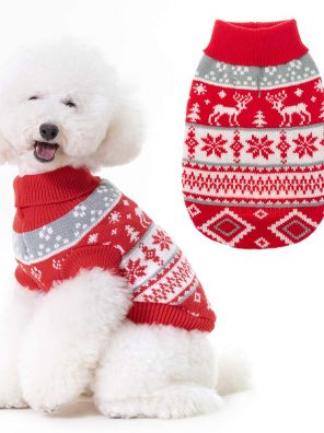 Christmas Snowflake Turtleneck Dog Sweater