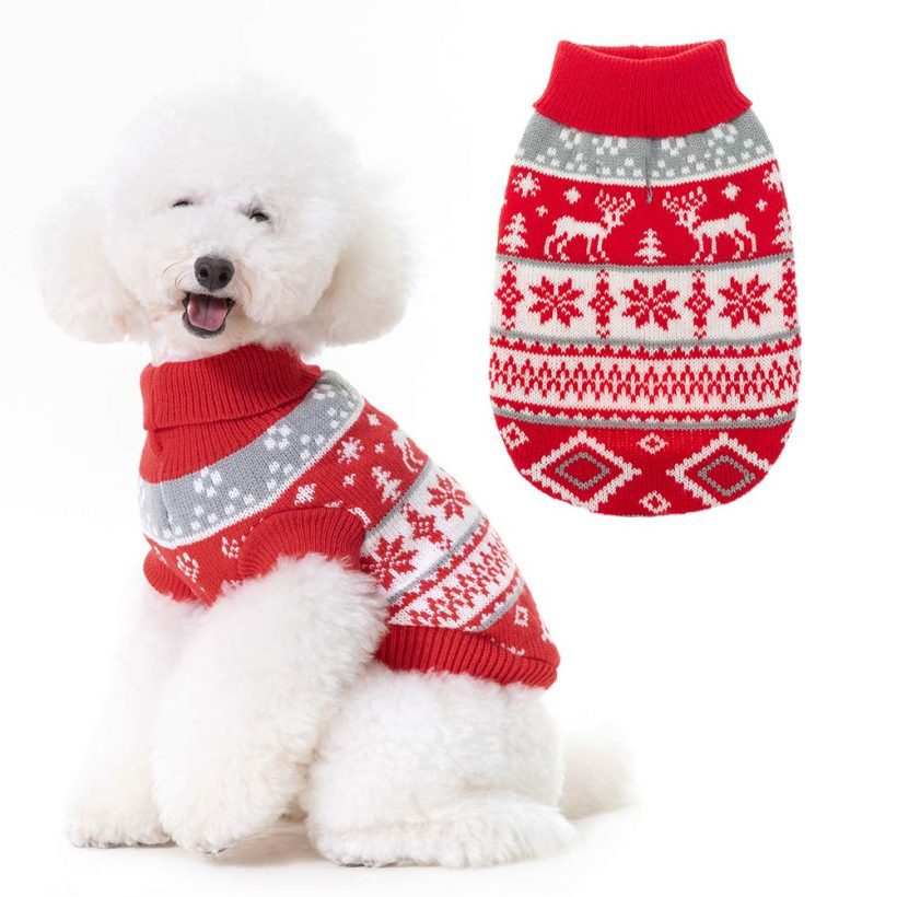 Christmas Snowflake Turtleneck Dog Sweater