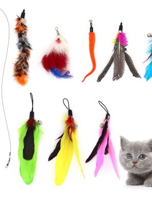 aponts Cat Feather Toys, 9 pcs Retractable Cat Toys Set