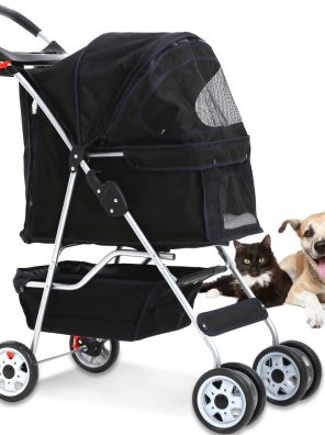 4 Wheels Pet Stroller Cat Stroller Travel Folding