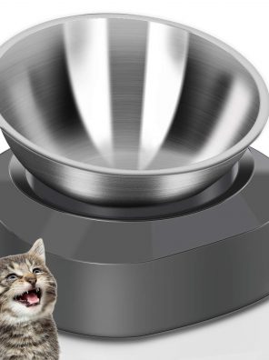 AYADA Raised Cat Food Bowl, Stainless Steel Cat Dish
