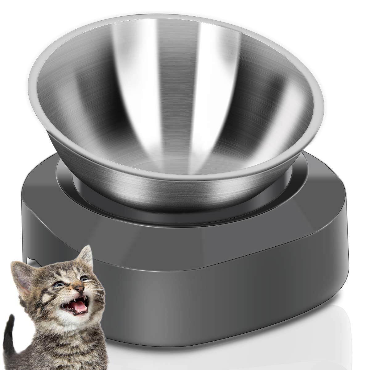 AYADA Raised Cat Food Bowl, Stainless Steel Cat Dish