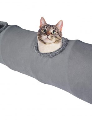 Collapsible Cat Tunnel 2 Window Suede Cat Play Tube