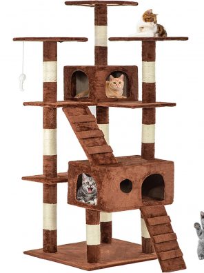 Brown 72" Cat Tree Scratcher Play House Condo Furniture Bed