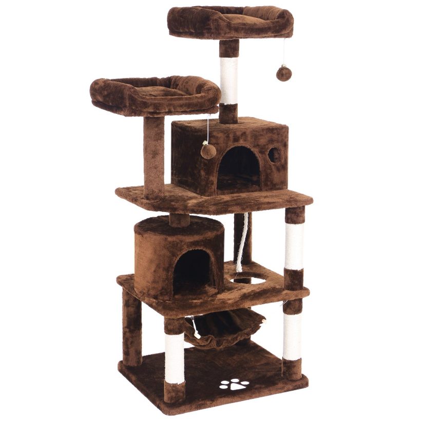 Cat Tree with Sisal Scratching Posts Play House Brown 